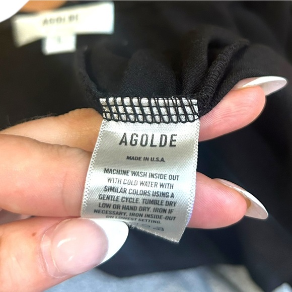 Agolde Sylvi Long Sleeve Square Back Bodysuit Black Women’s Size Large Open Back - Picture 11 of 11